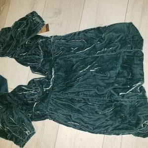 Crushed velvet seeming light teal green Dress